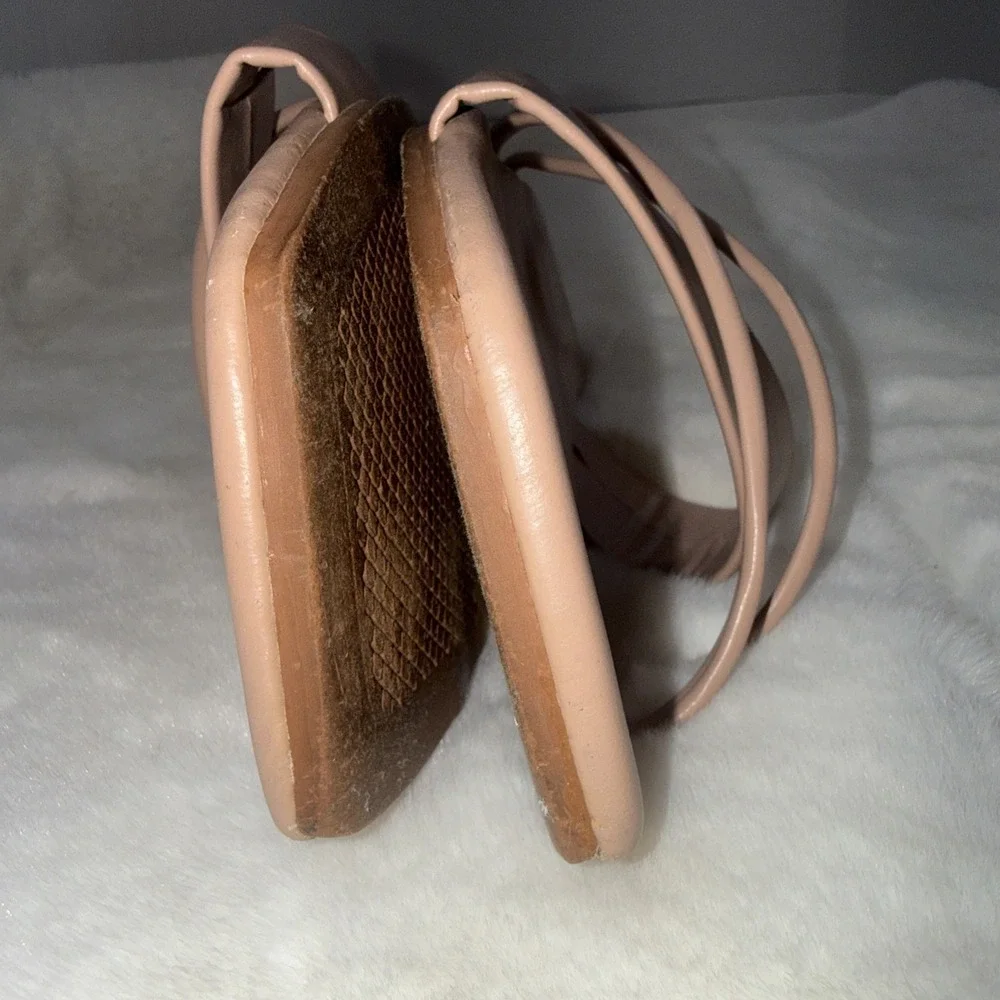 JMGXY Square Toe Basic Minimalist Old Money Classy Strappy Flat Nude Sandals 8
